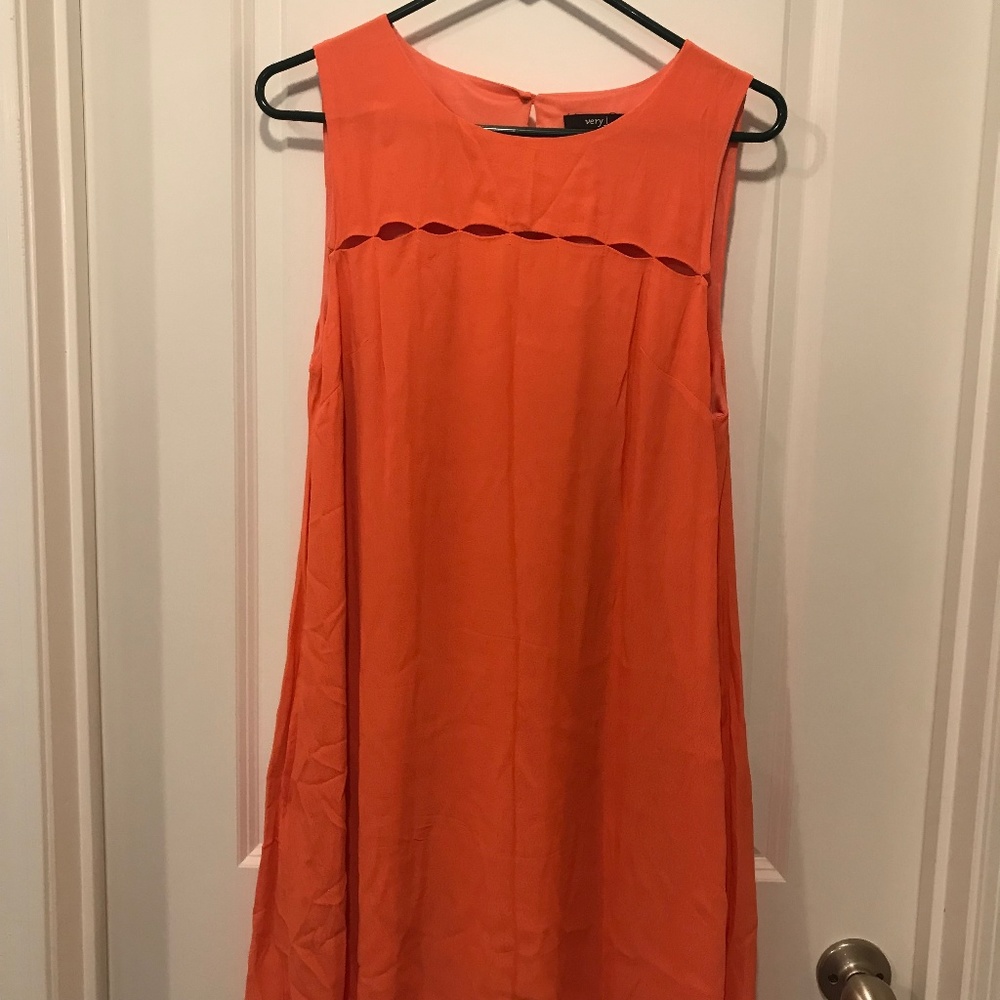 Very J Sleeveless Orange Dress with pockets Large